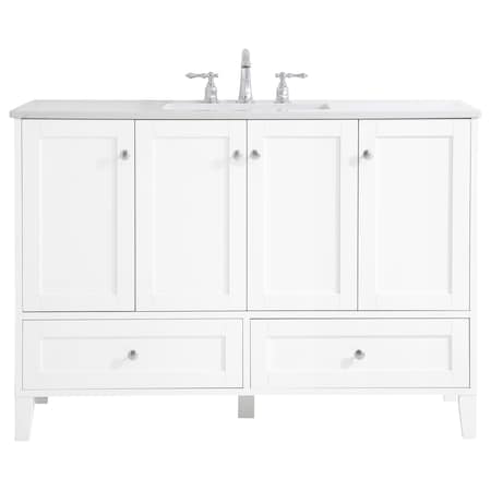 Elegant Decor 48 Inch Single Bathroom Vanity In White, 714613 VF18048WH